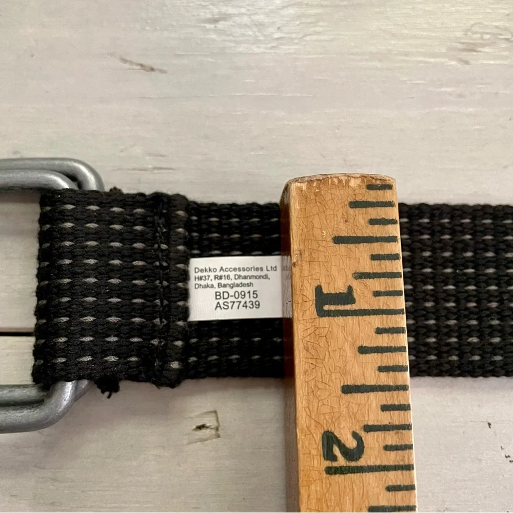 Black & Gray Woven Belt D-Ring Buckle Unisex Dekko Accessories Ltd 47”x 1 3/8”